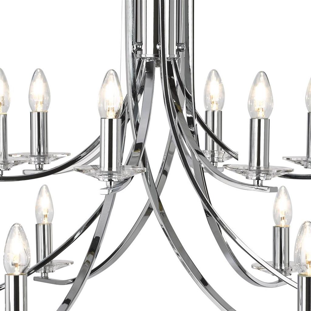 Ascona 12Lt Pendant - Chrome Metal & Clear Glass Sconces