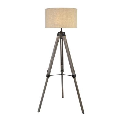 Easel Floor Lamp - Light Wood & Cream Linen Shade
