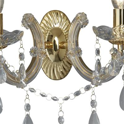 Marie Therese 2Lt Wall Light-Polished Brass & Clear Acrylic
