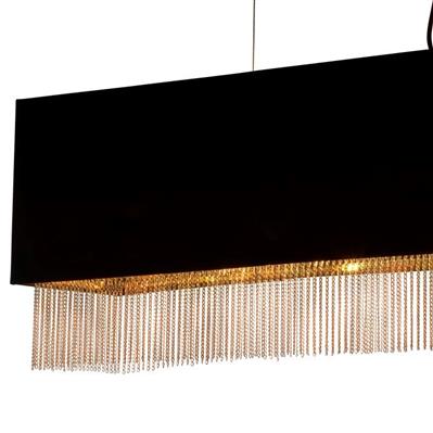 Fringe 4Lt Ceiling Pendant - Black Shade & Gold Chain