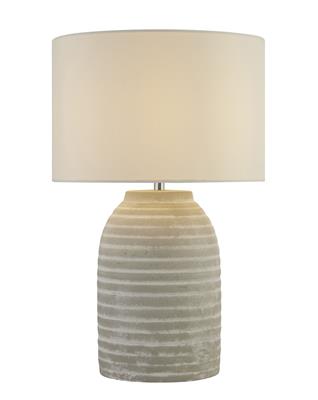 x Rib Table Lamp - Grey/White Ceramic & White Shade