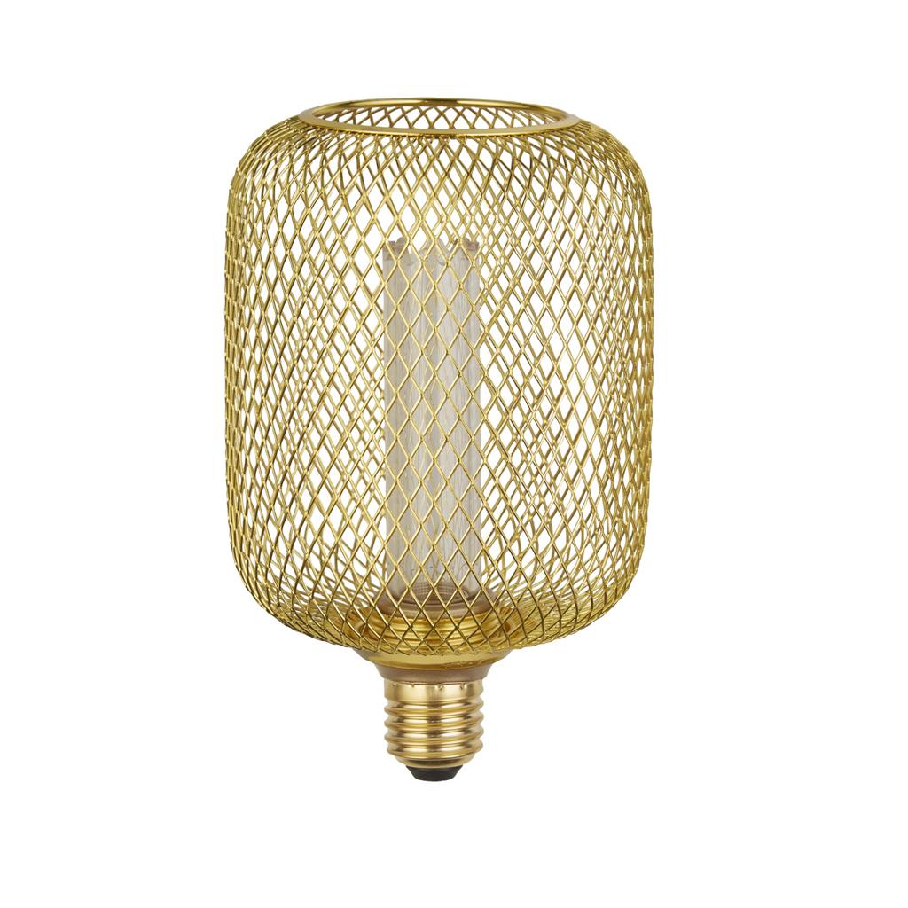 Wire Mesh Effect Drum Lamp - Gold Metal