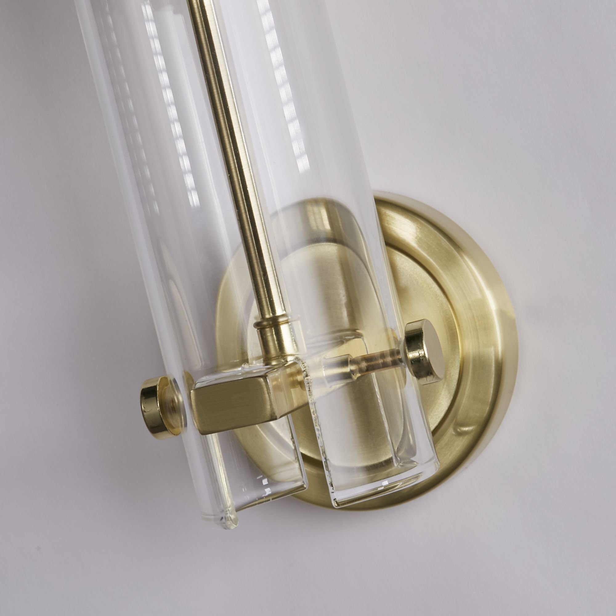 Scope Bathroom Wall Light - Satin Brass & Clear Etched Glass