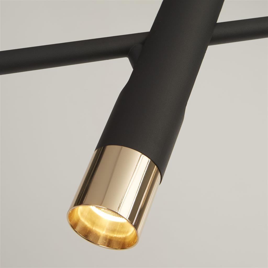 Cylinder 5Lt Bar Pendant - Black & Gold Metal