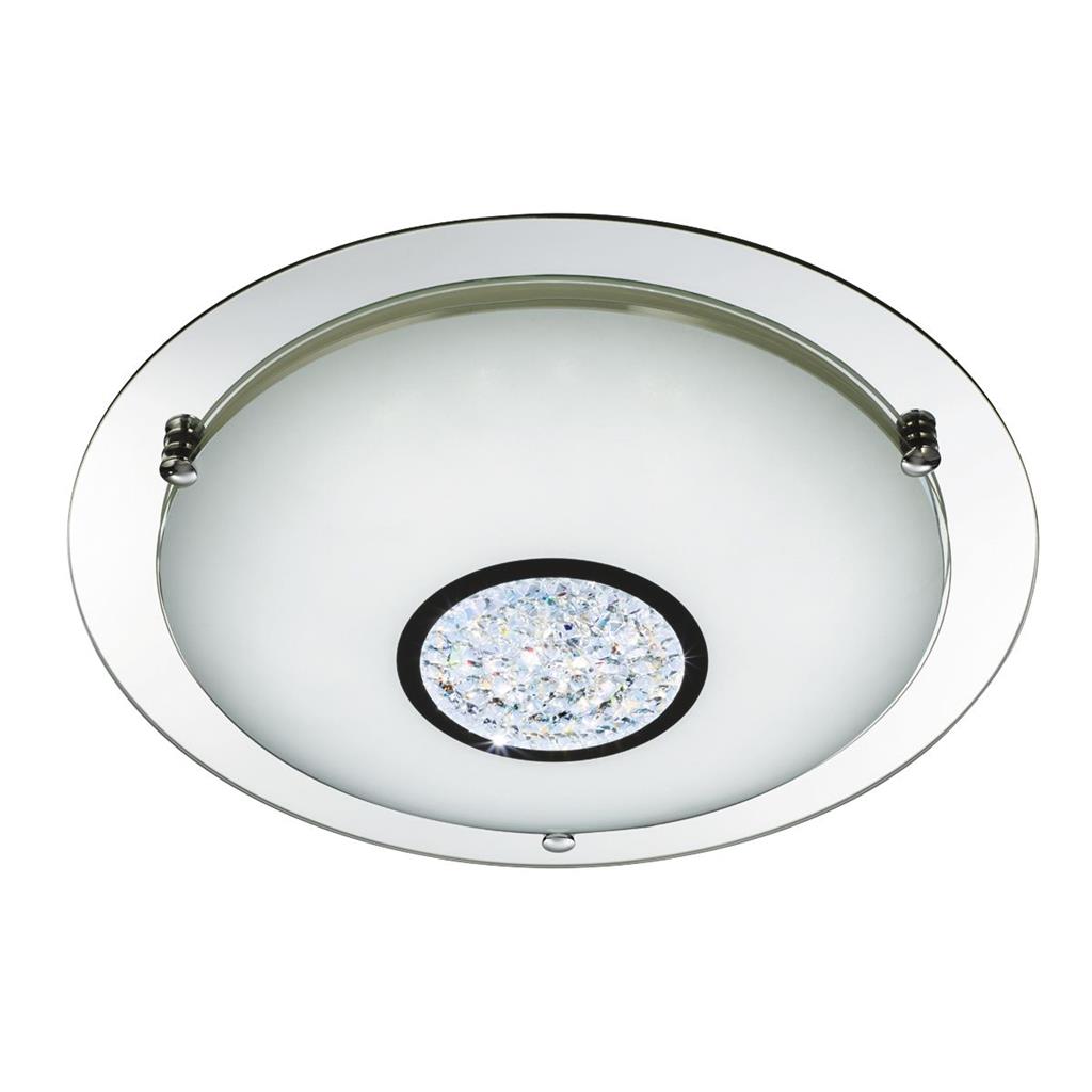 Portland LED Flush - Chrome, Mirror, White Glass Shade, IP44