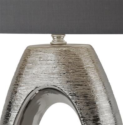 Artisan Table Lamp - Ceramic, Chrome & Grey Faux Silk Shade