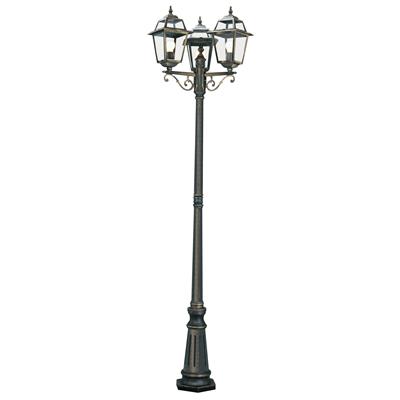 New Orleans  Outdoor Post - Black Gold Metal & Glass