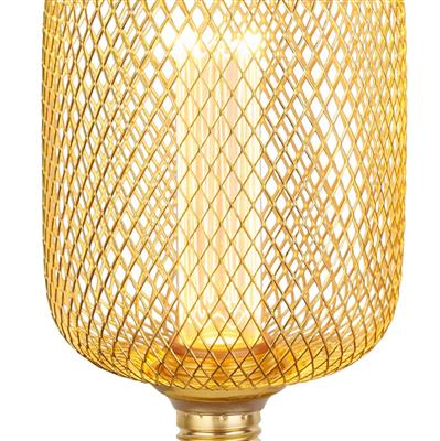 Wire Mesh Effect Drum Lamp - Gold Metal