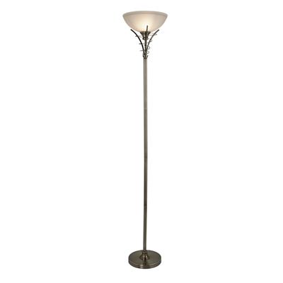 Linea Floor Lamp - Antique Brass Metal & Acid Glass