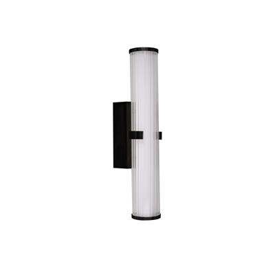 Clamp Wall Light - Black Metal, Ribbed Clear & Opal Glass