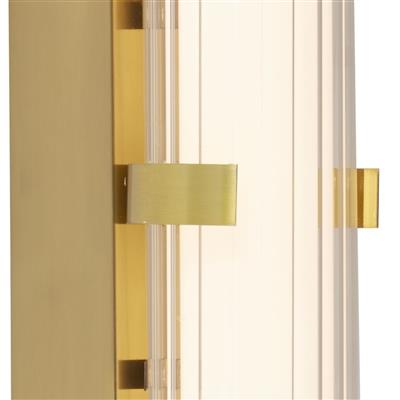 Clamp Wall Light - Gold Metal, Ribbed Clear & Opal Glass