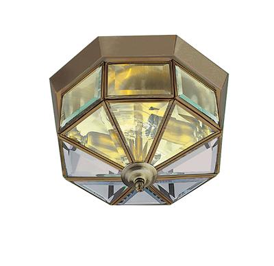 Pisa III Flush  - Antique Brass Metal & Clear Bevelled Glass