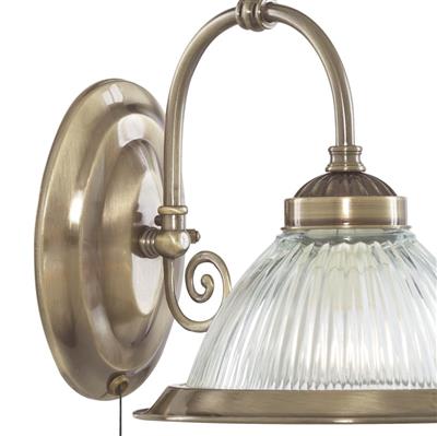 American Diner Wall Light - Antique Brass & Ribbed Glass