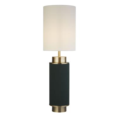 Flask Table Lamp- Antique Brass, Green Hessian & White Shade