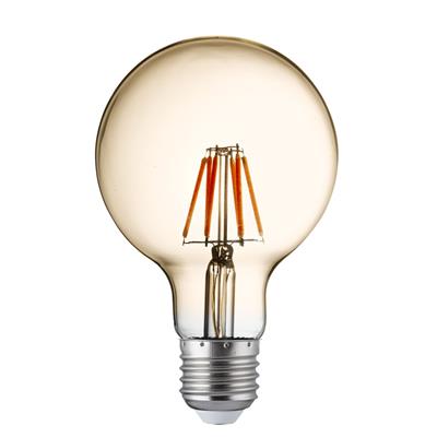 Pack Of 5 Dimmable LED E27 Filament Globe Lamp - Amber Glass