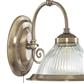 American Diner Wall Light - Antique Brass & Ribbed Glass
