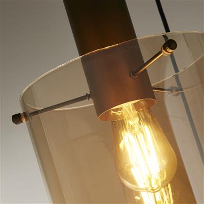 an image of a ceiling light with amber glass shade and light bulb