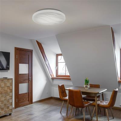 flush ceiling light in a room