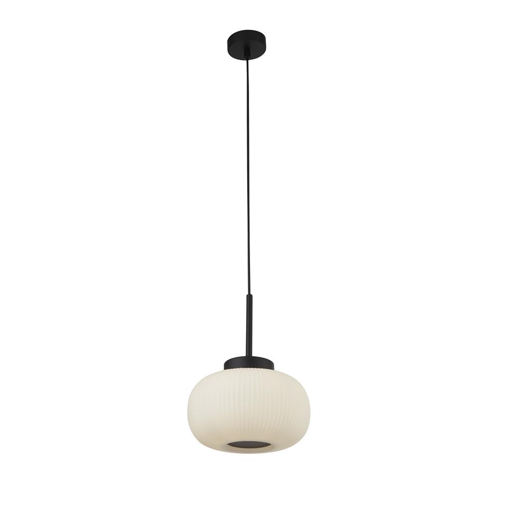 Lumina Ceiling Pendant - Black Metal & Frosted Ribbed Glass