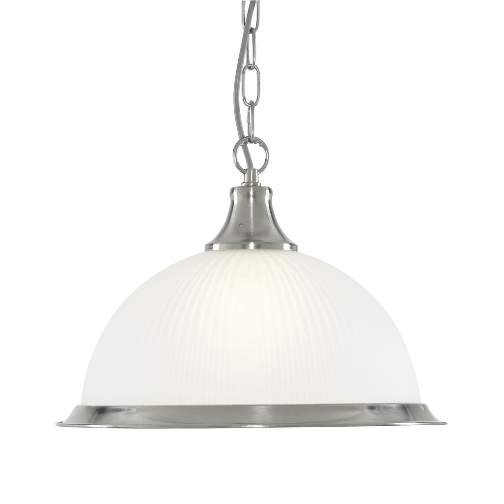 American Diner Ceiling Pendant - Silver & Acid Glass