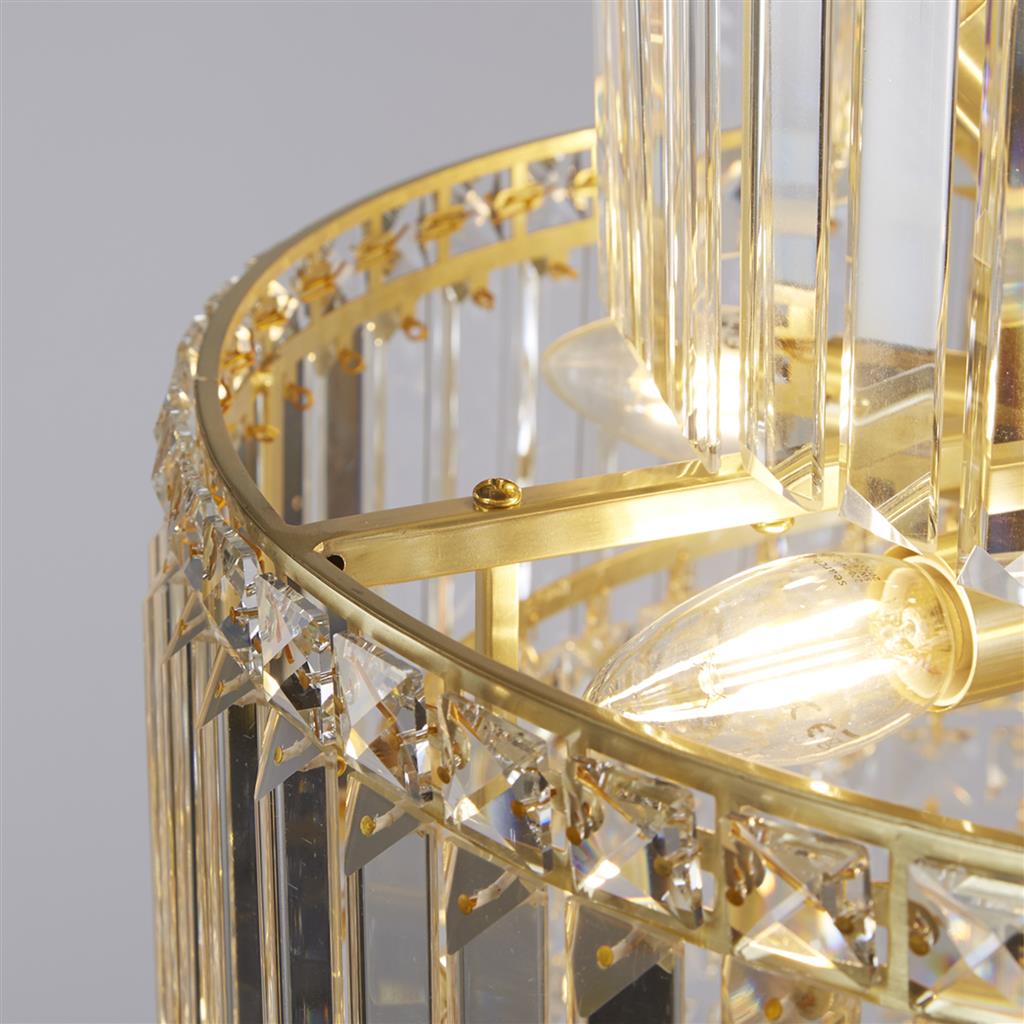 Lux & Belle 19LT Stairwell -Satin Brass Metal&Clear Crystal