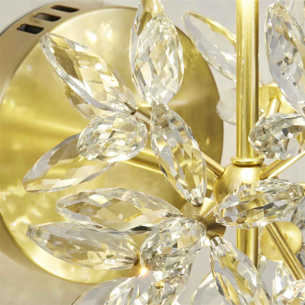 Lux & Belle LED Wall Light-Satin Brass Metal & Clear Crystal