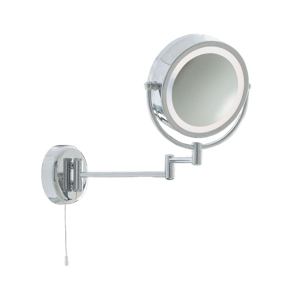 Illuminated Bathroom Mirror With Swing Arm - Chrome, IP44