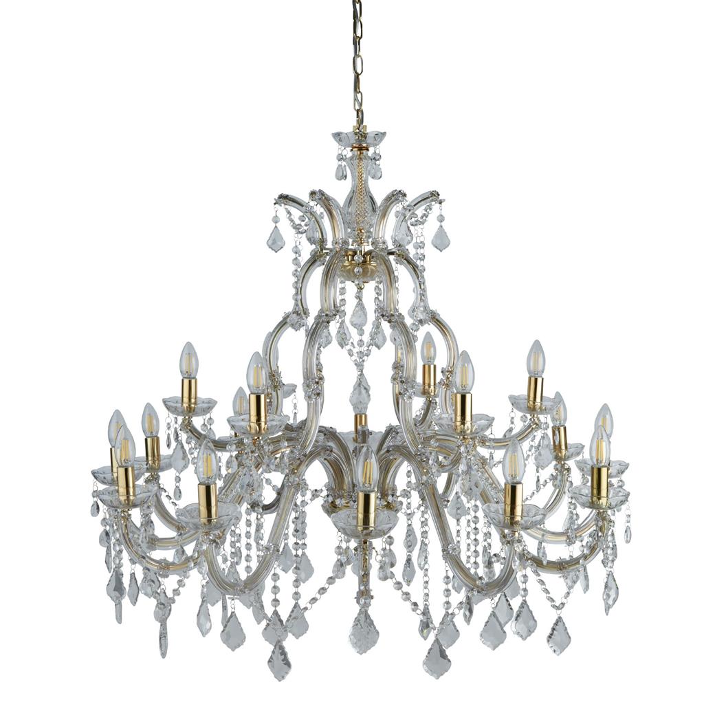 Marie Therese 18Lt Chandelier-Polished Brass & Clear Crystal