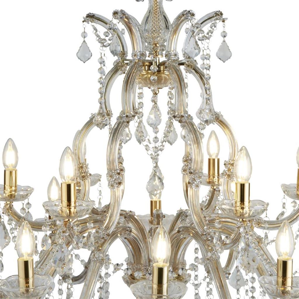 Marie Therese 18Lt Chandelier - 
Polished Brass & Crystal