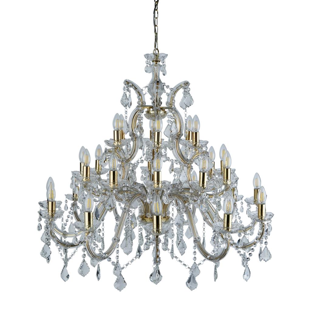 Marie Therese 30Lt Chandelier-Polished Brass & Clear Crystal