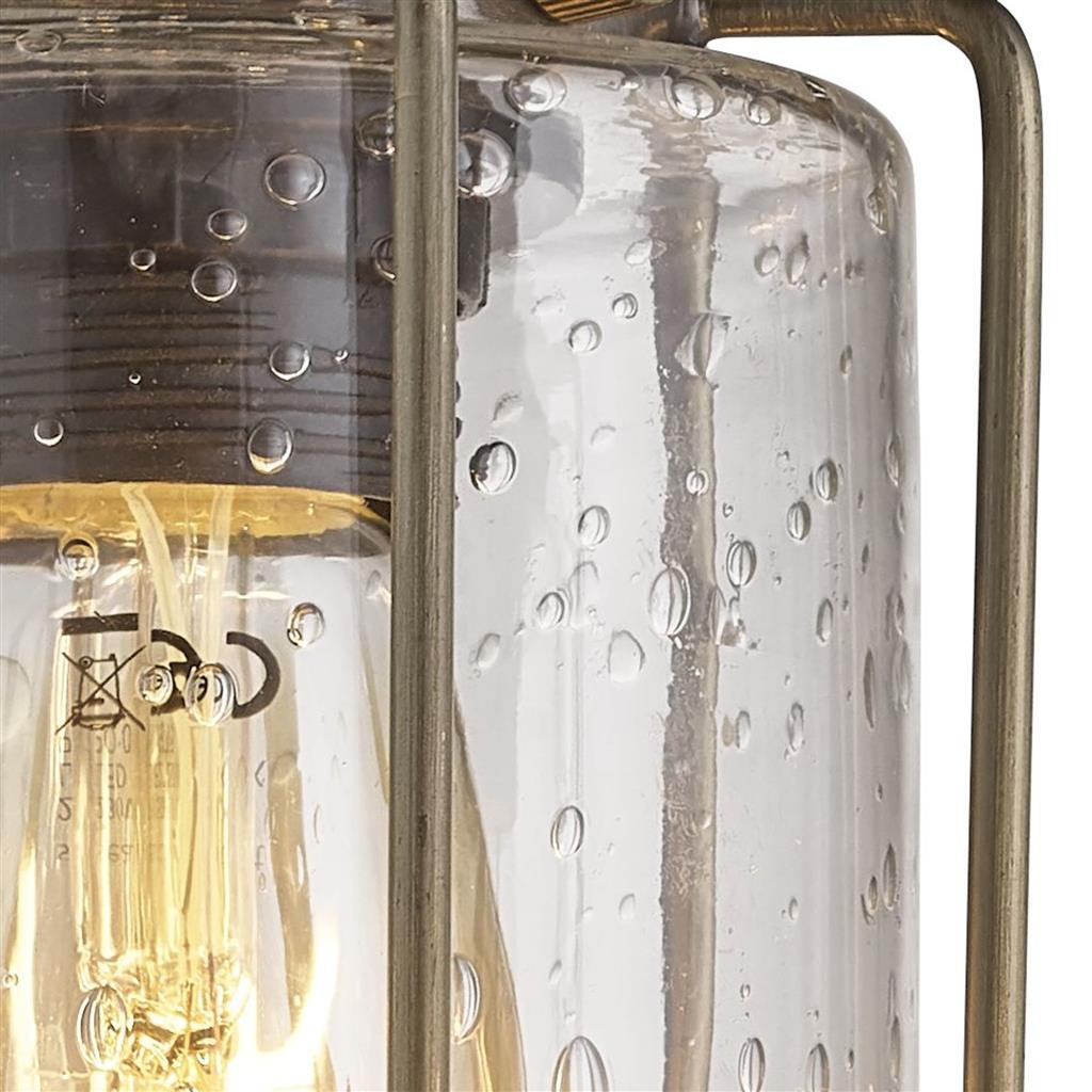 Pipes 3Lt Flush Ceiling Light - Antique Brass & Seeded Glass