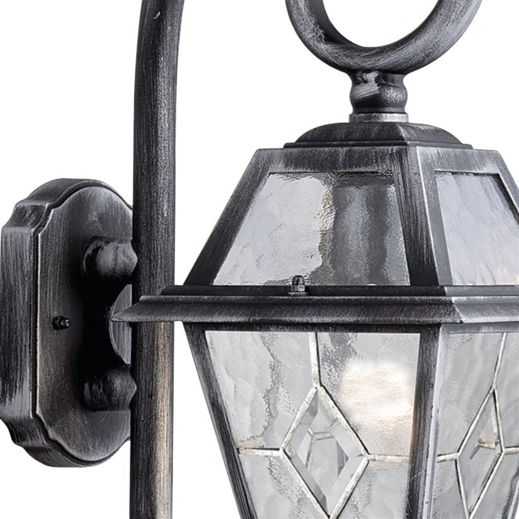Genoa Outdoor Wall Light - Black Silver & Leaded Glass, IP44