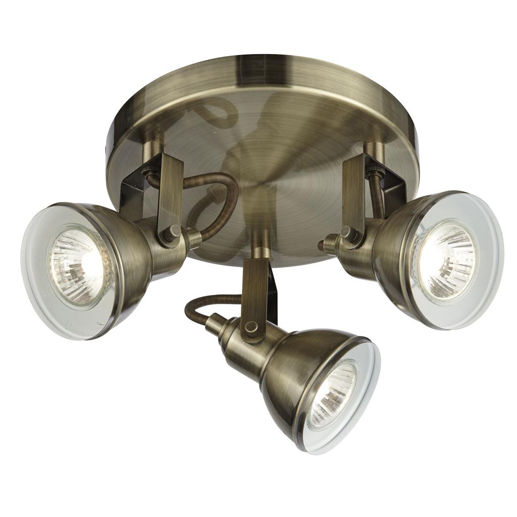 Focus 3Lt Industrial Spotlight Bar - Antique Brass