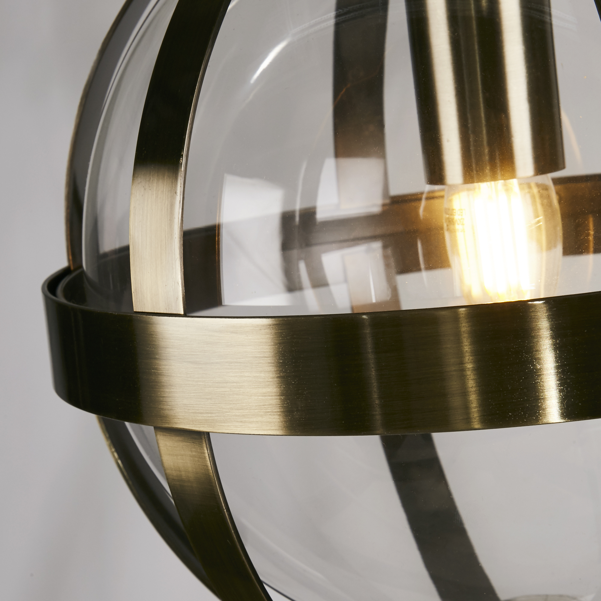 Lux & Belle 25cm Pendant - Antique Brass Metal & Clear Glass