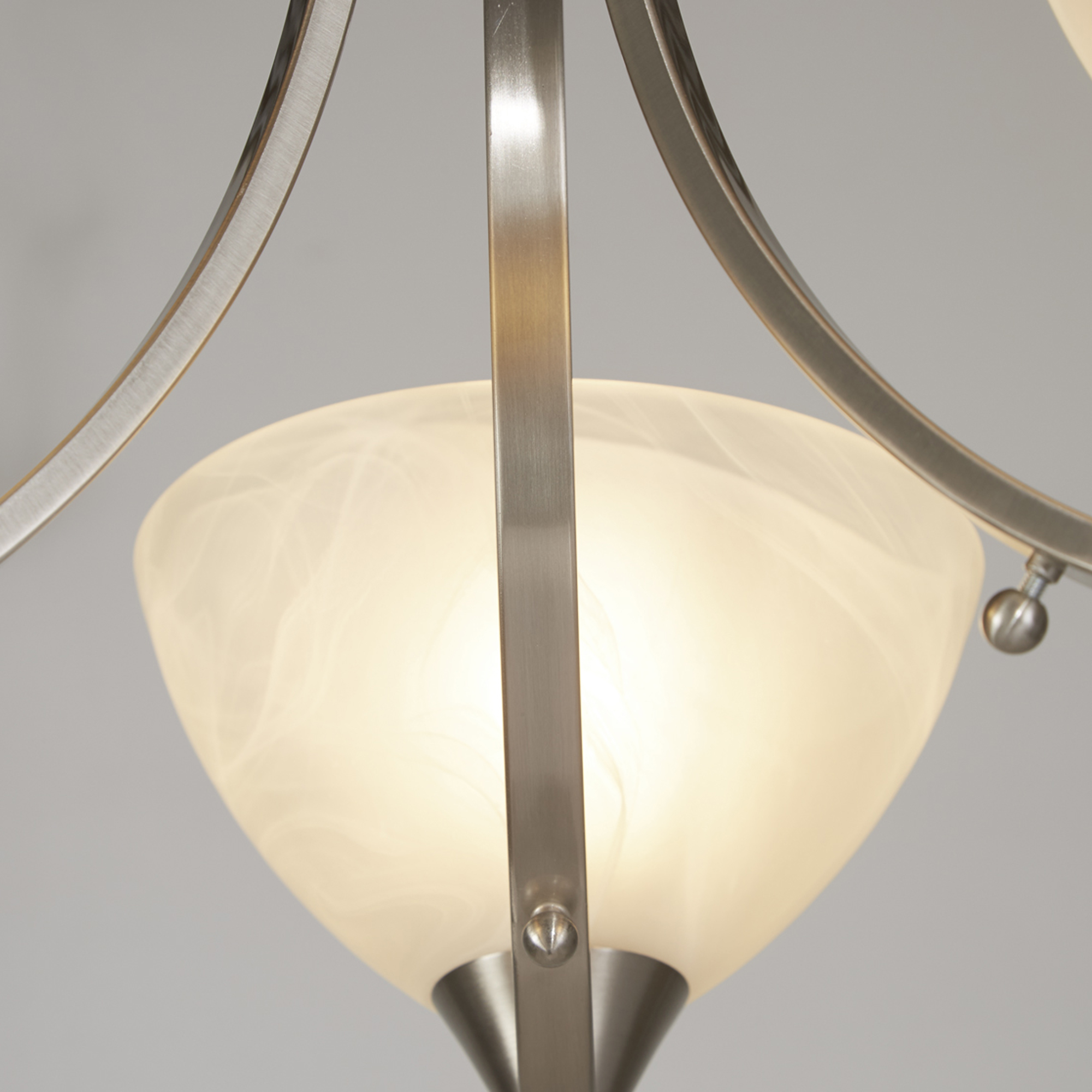 Lux & Belle 3Lt Pendant - Satin Silver & Alabaster Glass