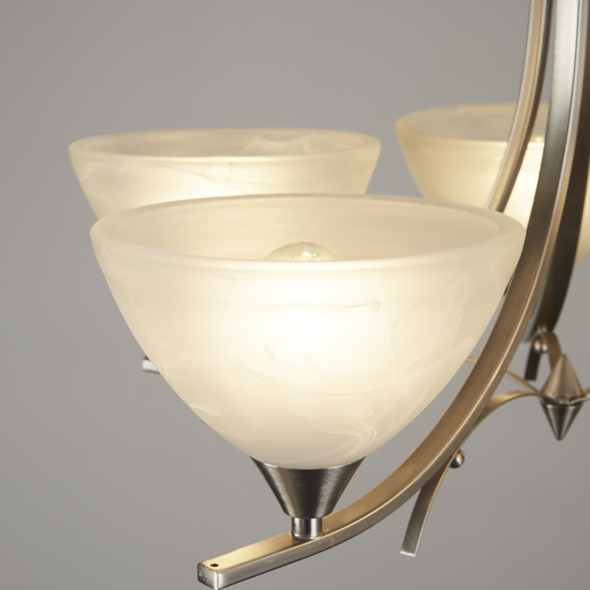 Lux & Belle 5Lt Pendant - Satin Silver & Alabaster Glass