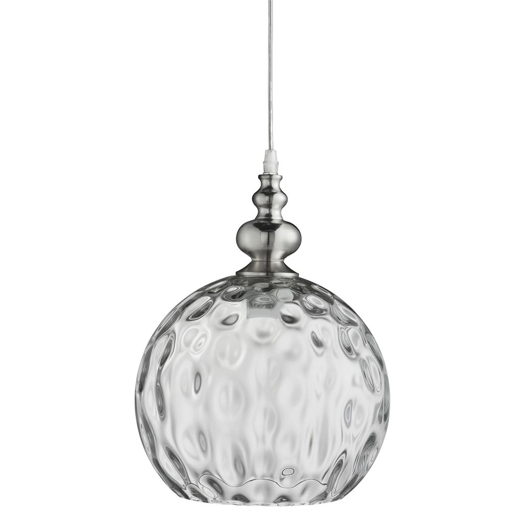 Indiana Ceiling Pendant - Satin Silver & Clear Glass