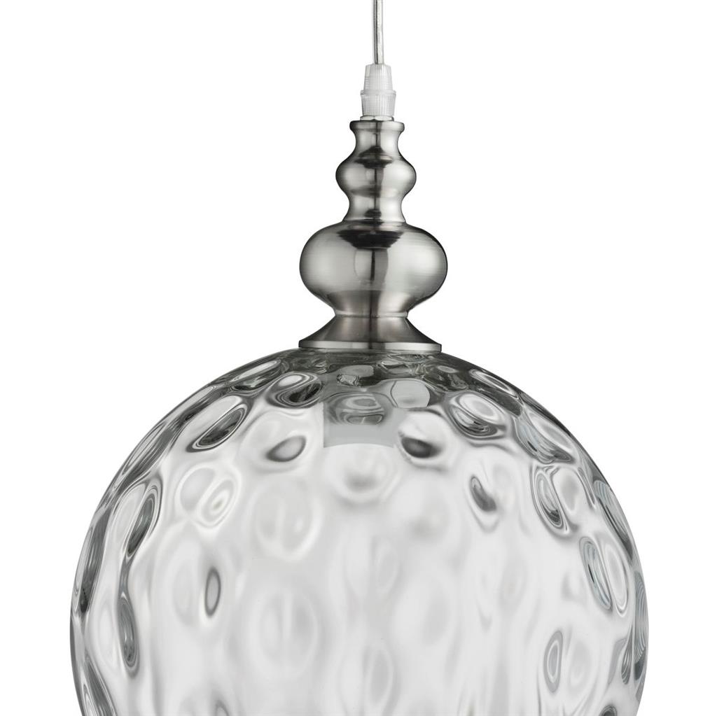 Indiana Ceiling Pendant - Satin Silver & Clear Glass