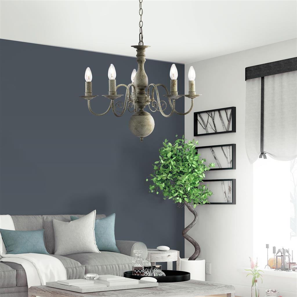 Greythorne 5Lt Ceiling Pendant - Textured Grey Metal