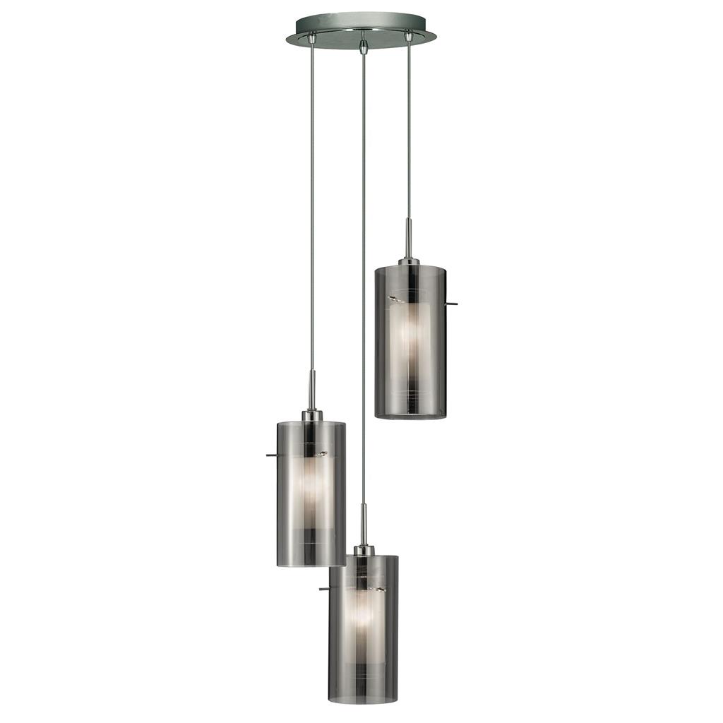 Duo 2 3Lt Multi-Drop Pendant - Smoked Glass & Frosted Inner