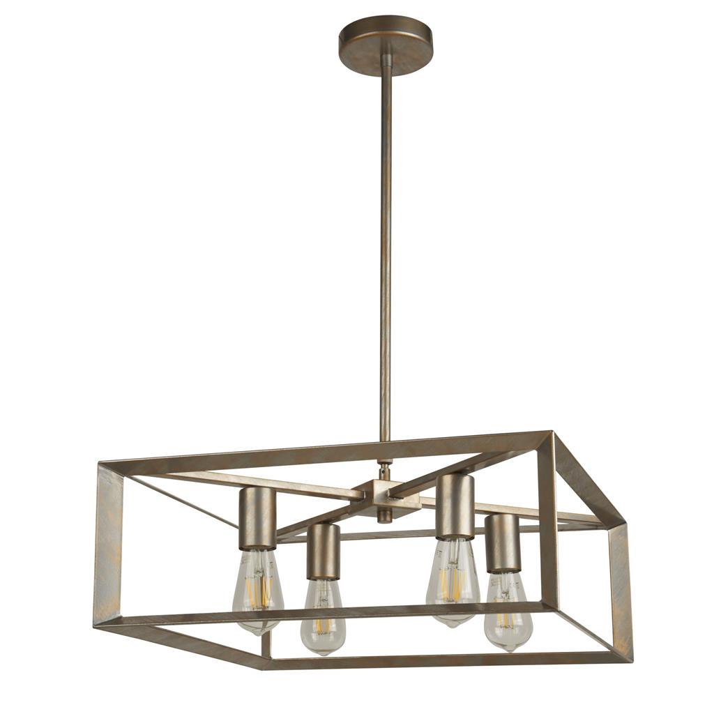 Heaton 4Lt Ceiling Pendant - Brushed Silver/Gold
