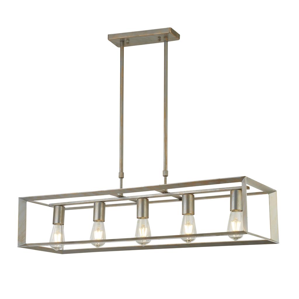 Heaton 5Lt Ceiling Pendant - Brushed Silver/Gold