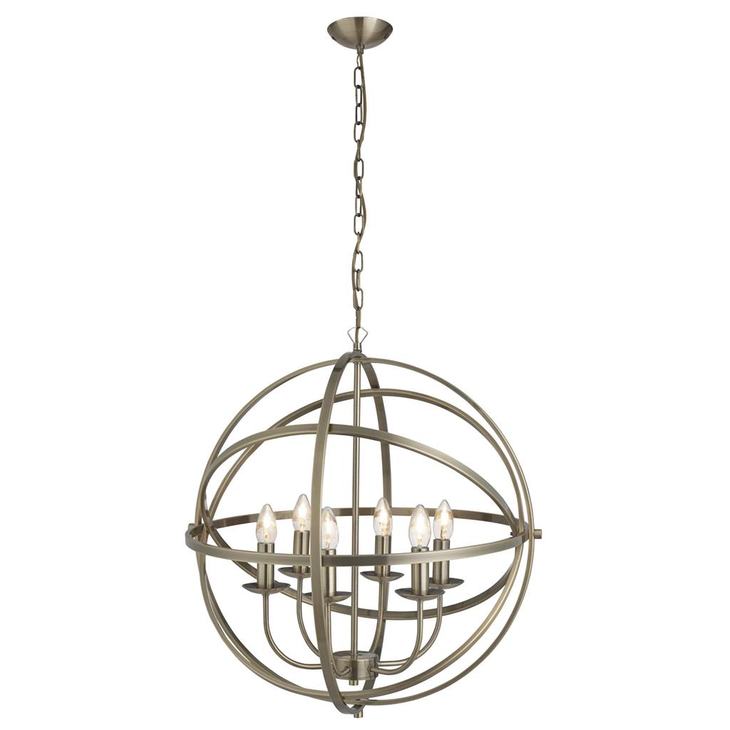 Orbit 6Lt Ceiling Pendant - Antique Brass