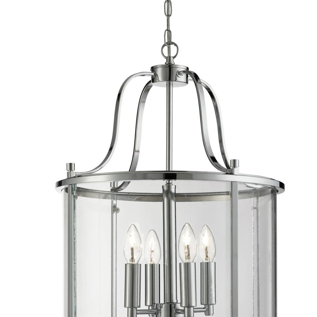 Lantern Grande 8Lt Ceiling Pendant - Chrome & Clear Glass