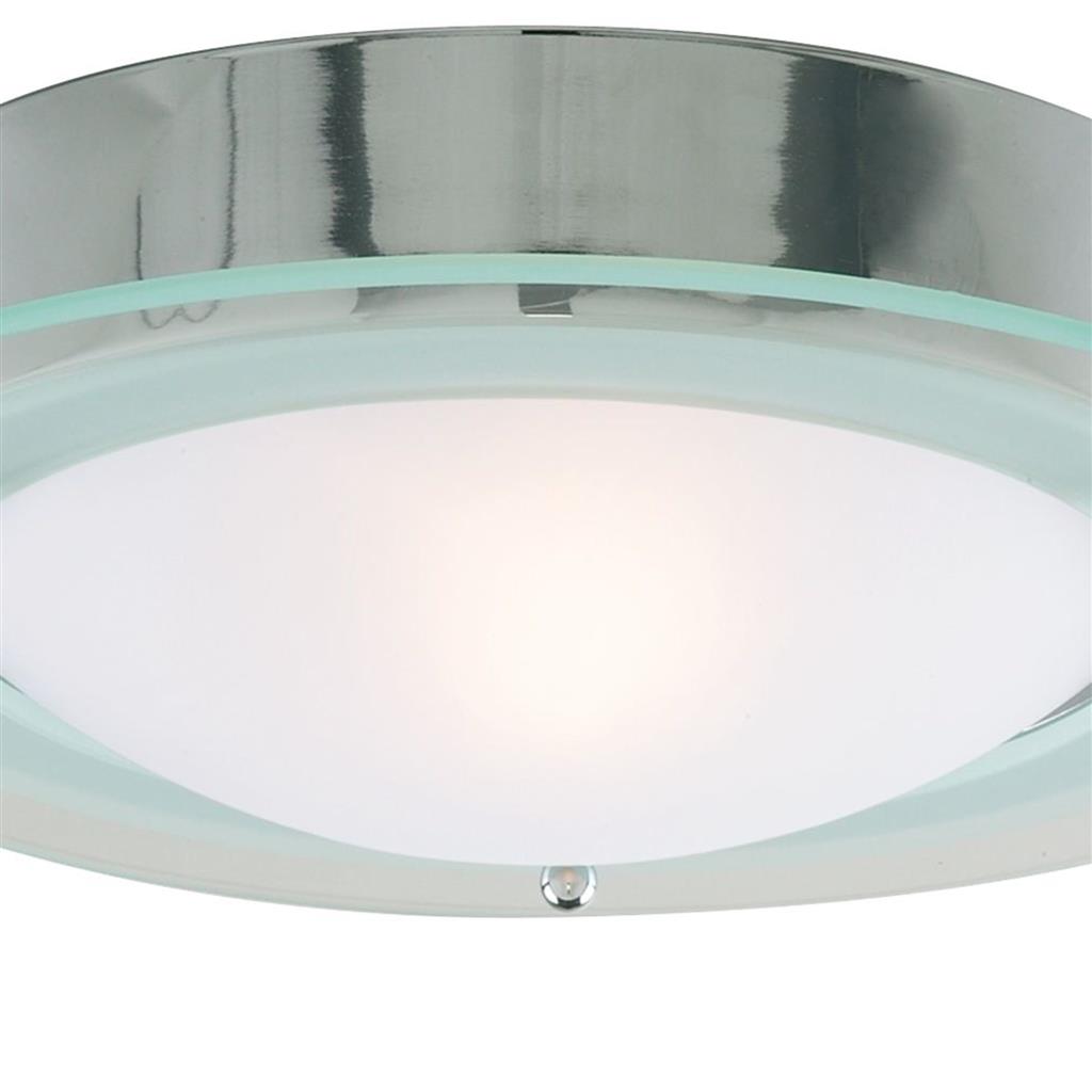 Belfast Flush Ceiling Light- Chrome & Clear/Acid Glass, IP44