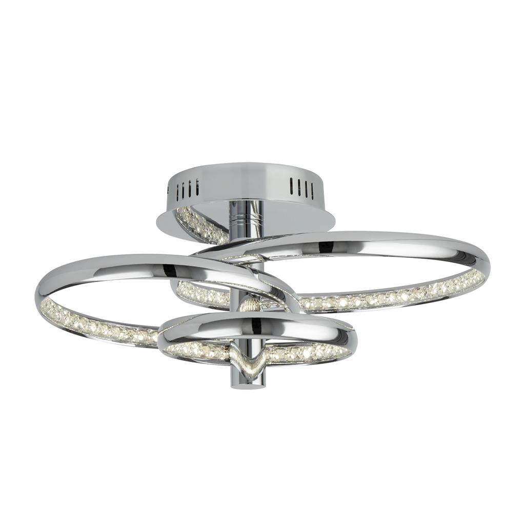 Rings 3Lt LED Flush Ceiling Light - Chrome & Clear Crystal