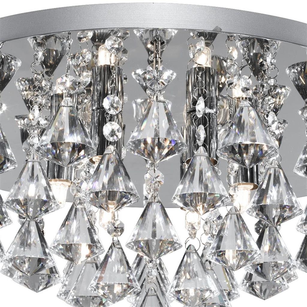 Hanna 6Lt Flush Ceiling Light - Chrome & Clear Crystal