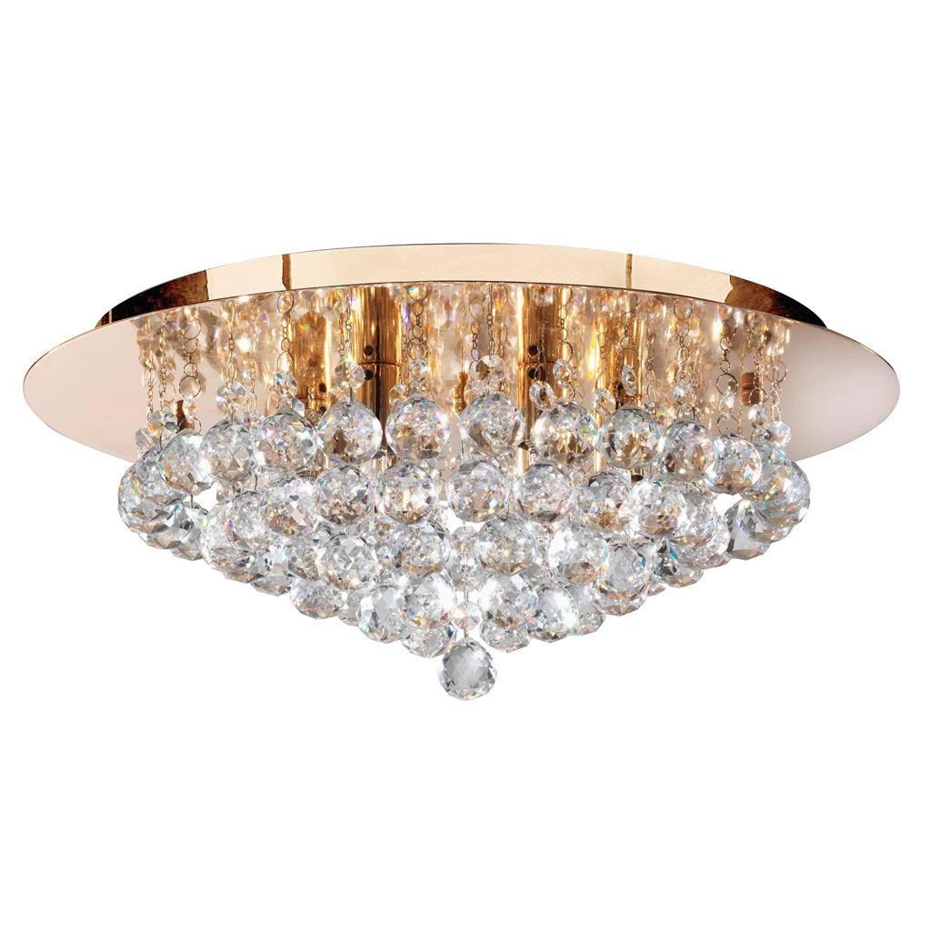 Hanna 6Lt Flush Ceiling Light - Gold & Clear Crystal