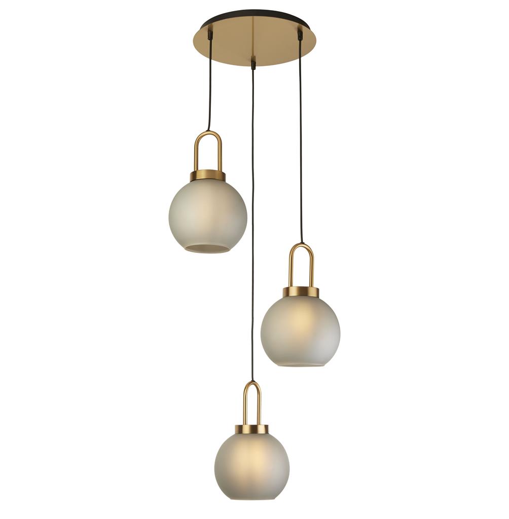 Snowdrop 3Lt Ceiling Pendant - Brass & Acid Glass