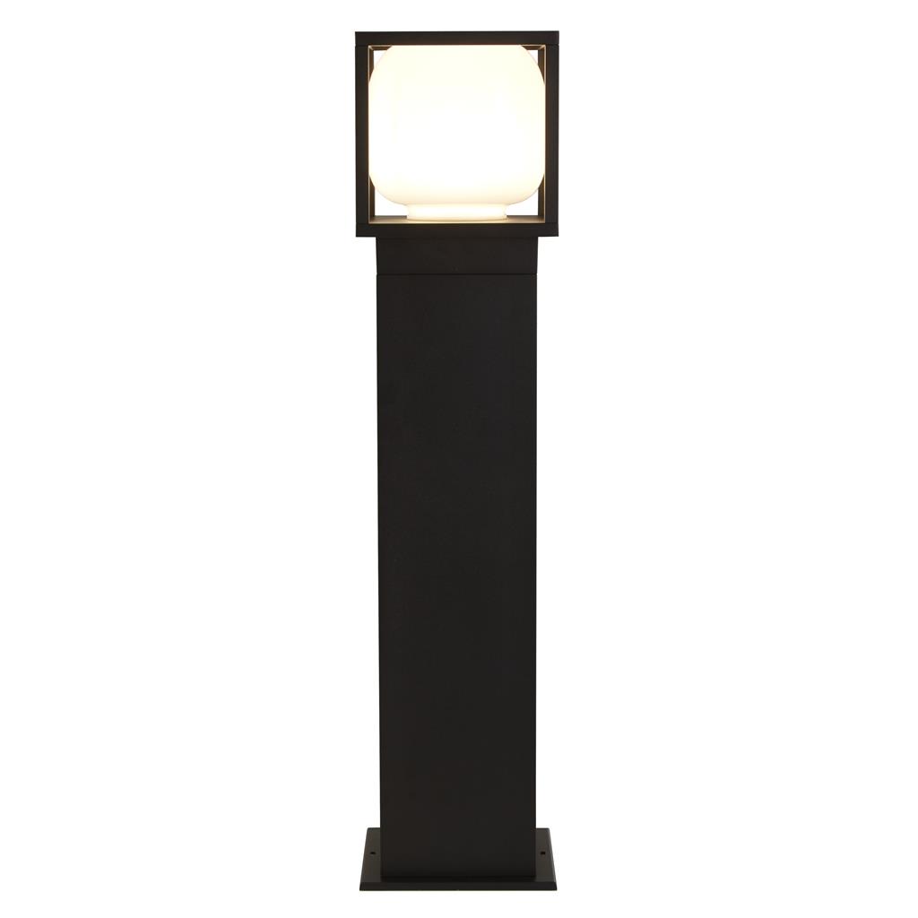 Athens 650mm LED Outdoor Post - Black with Opal Shade